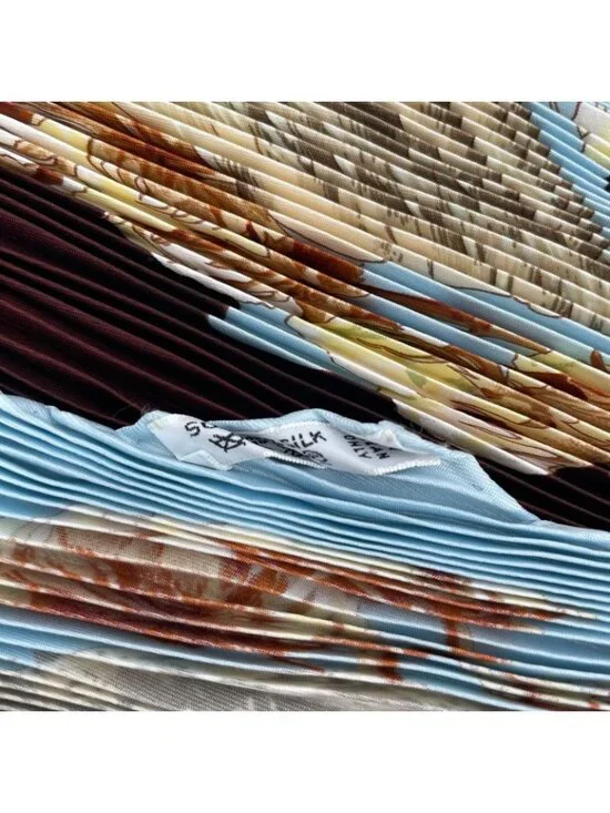 Hermes Scarf Pleated Turbans Des Reines Queen's Turban Blue - Picture 6 of 6